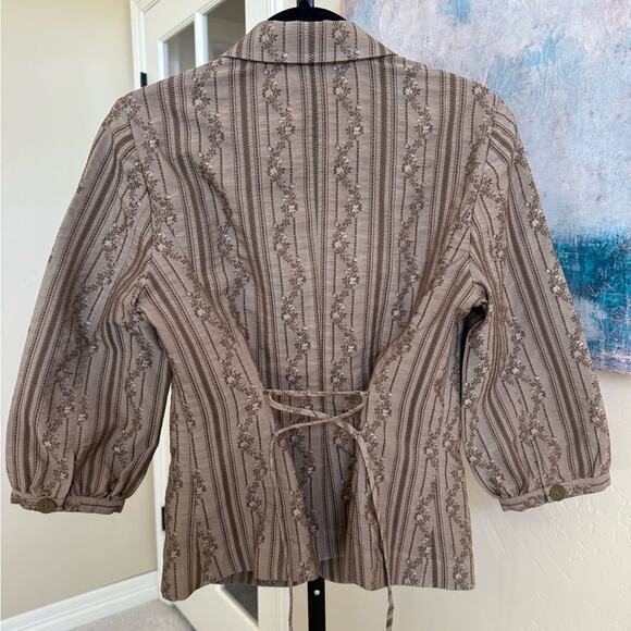 J. Jill Button Front Embroidered Jacket Blazer Olive Brown Women’s Small - Picture 3 of 5